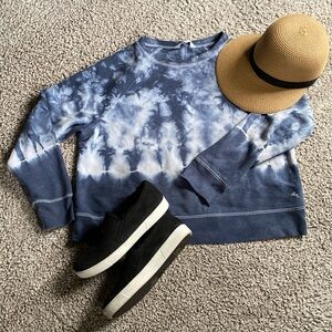Comfy Cropped Tie Die Oversized Sweatshirt Sz S